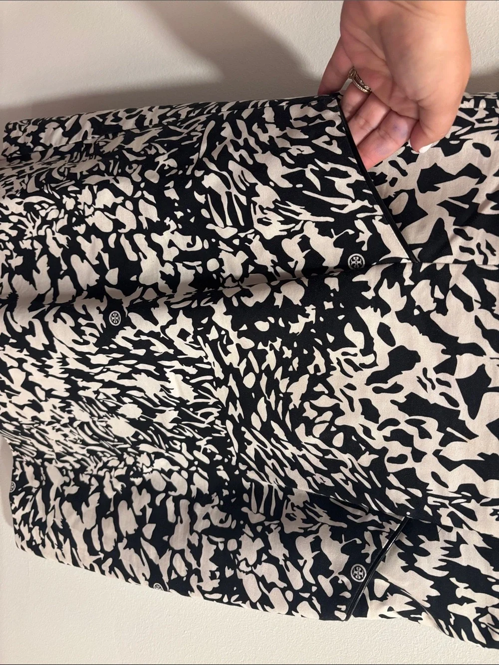 Tory Burch Black and White Abstract Print Sleeveless Fit-and-Flare Dress